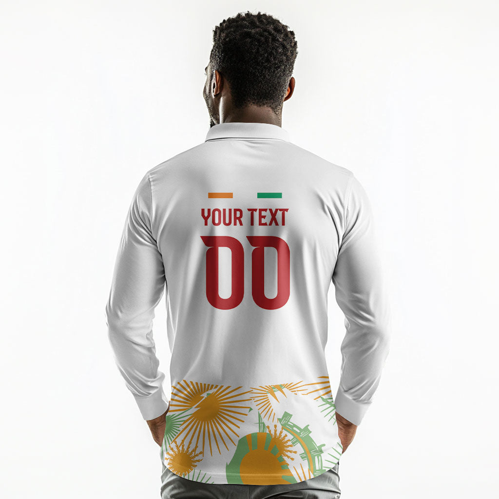 Custom Ivory Coast Heritage Elephants Never Fall Long Sleeve Polo Shirt