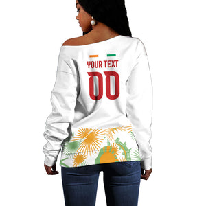 Custom Ivory Coast Heritage Elephants Never Fall Off Shoulder Sweater
