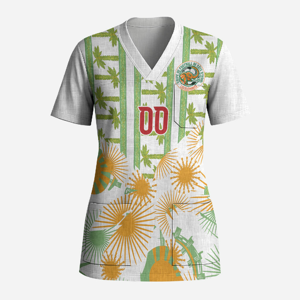 Custom Ivory Coast Heritage Elephants Never Fall Scrub Top