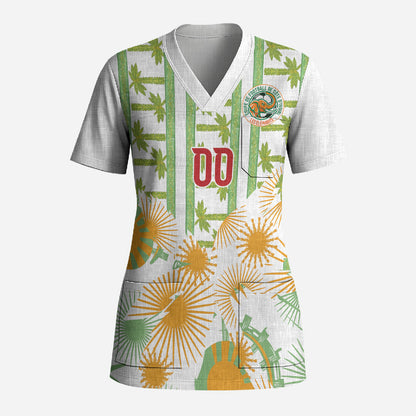 Custom Ivory Coast Heritage Elephants Never Fall Scrub Top