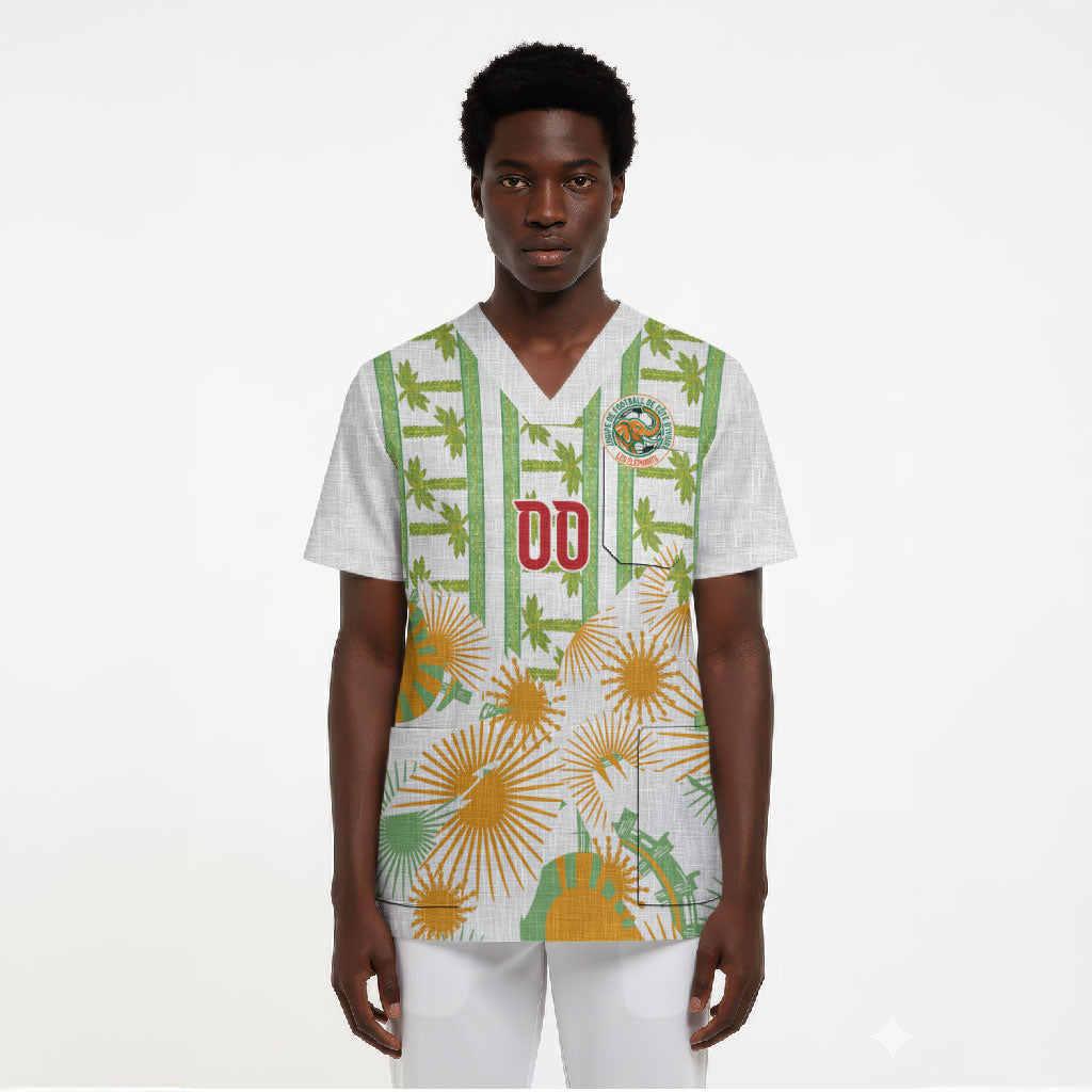 Custom Ivory Coast Heritage Elephants Never Fall Scrub Top