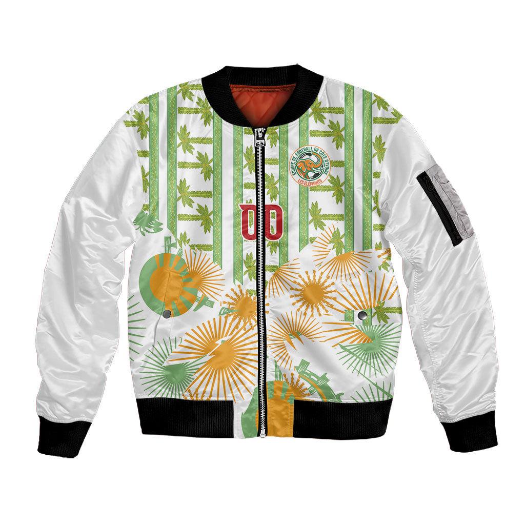 Custom Ivory Coast Heritage Elephants Never Fall Sleeve Zip Bomber Jacket