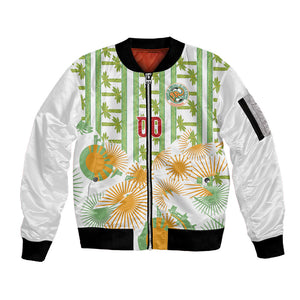 Custom Ivory Coast Heritage Elephants Never Fall Sleeve Zip Bomber Jacket