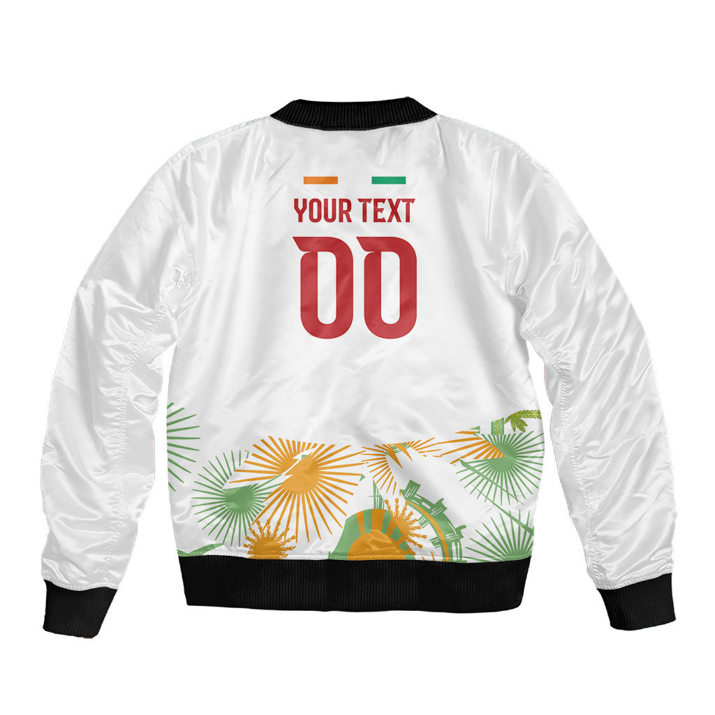 Custom Ivory Coast Heritage Elephants Never Fall Sleeve Zip Bomber Jacket