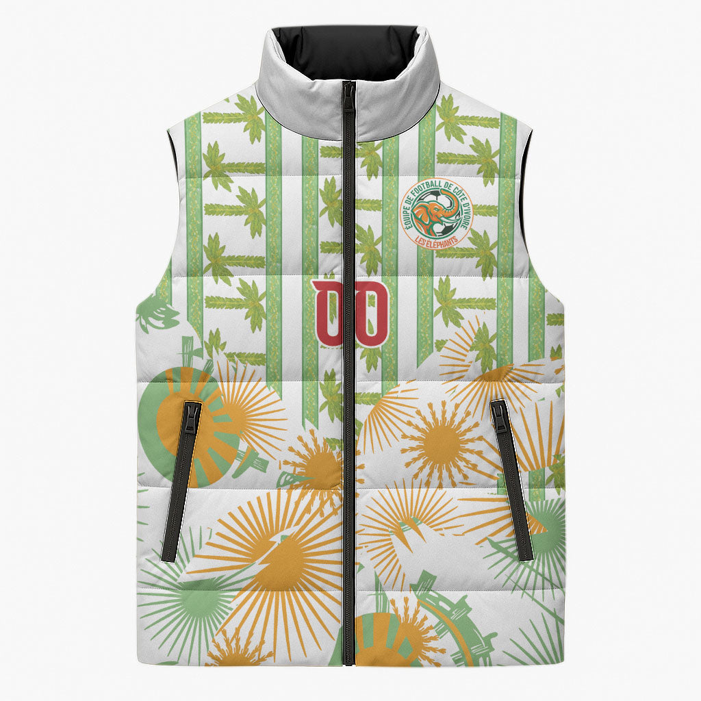Custom Ivory Coast Heritage Elephants Never Fall Sleeveless Puffer Jacket