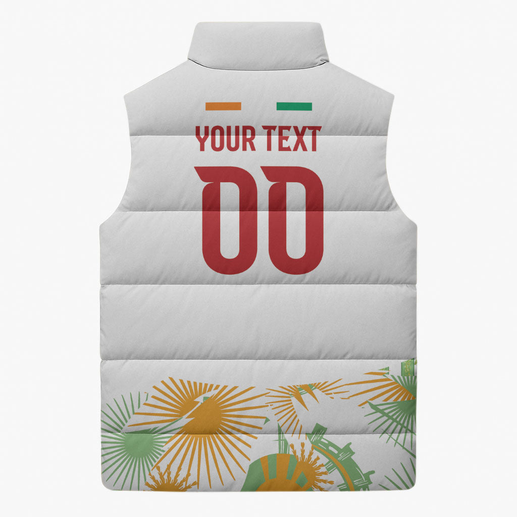 Custom Ivory Coast Heritage Elephants Never Fall Sleeveless Puffer Jacket