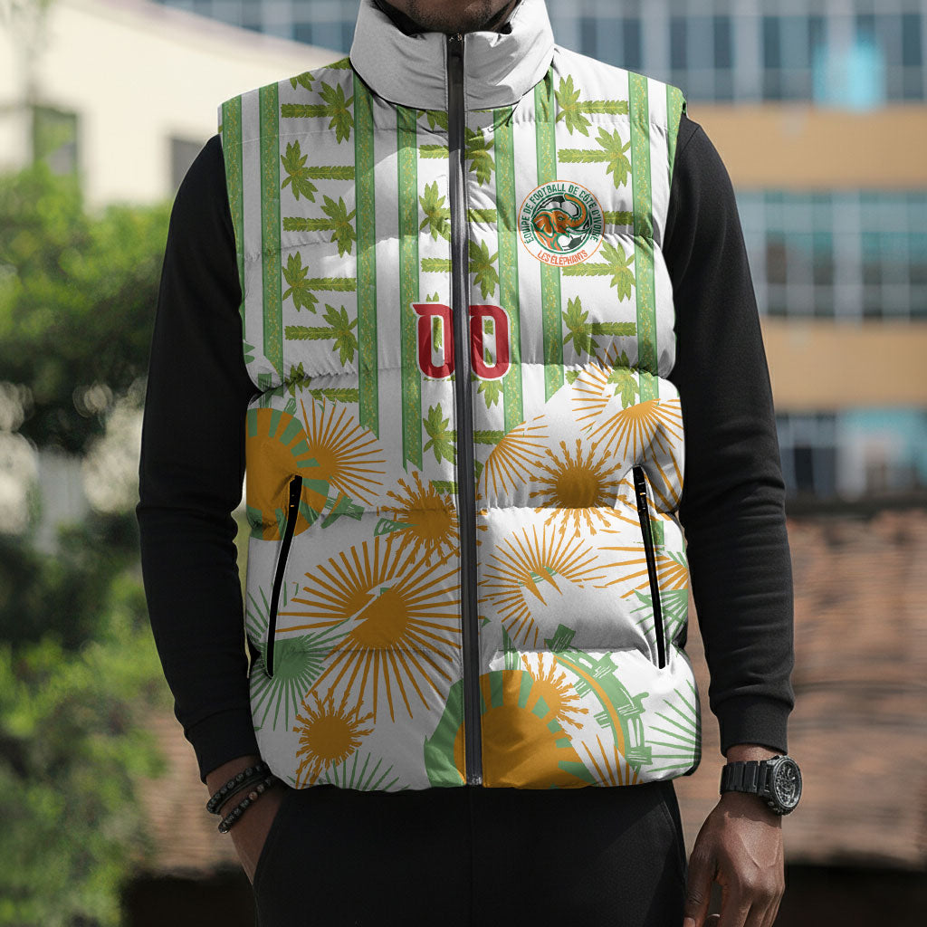 Custom Ivory Coast Heritage Elephants Never Fall Sleeveless Puffer Jacket