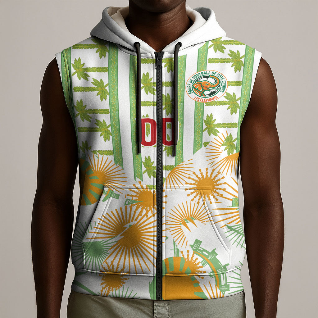 Custom Ivory Coast Heritage Elephants Never Fall Sleeveless Zip Hoodie