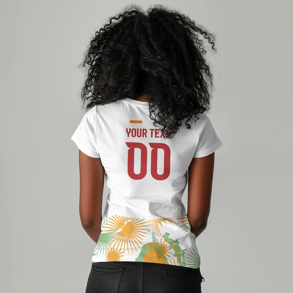 Custom Ivory Coast Heritage Elephants Never Fall Women V-Neck T-Shirt