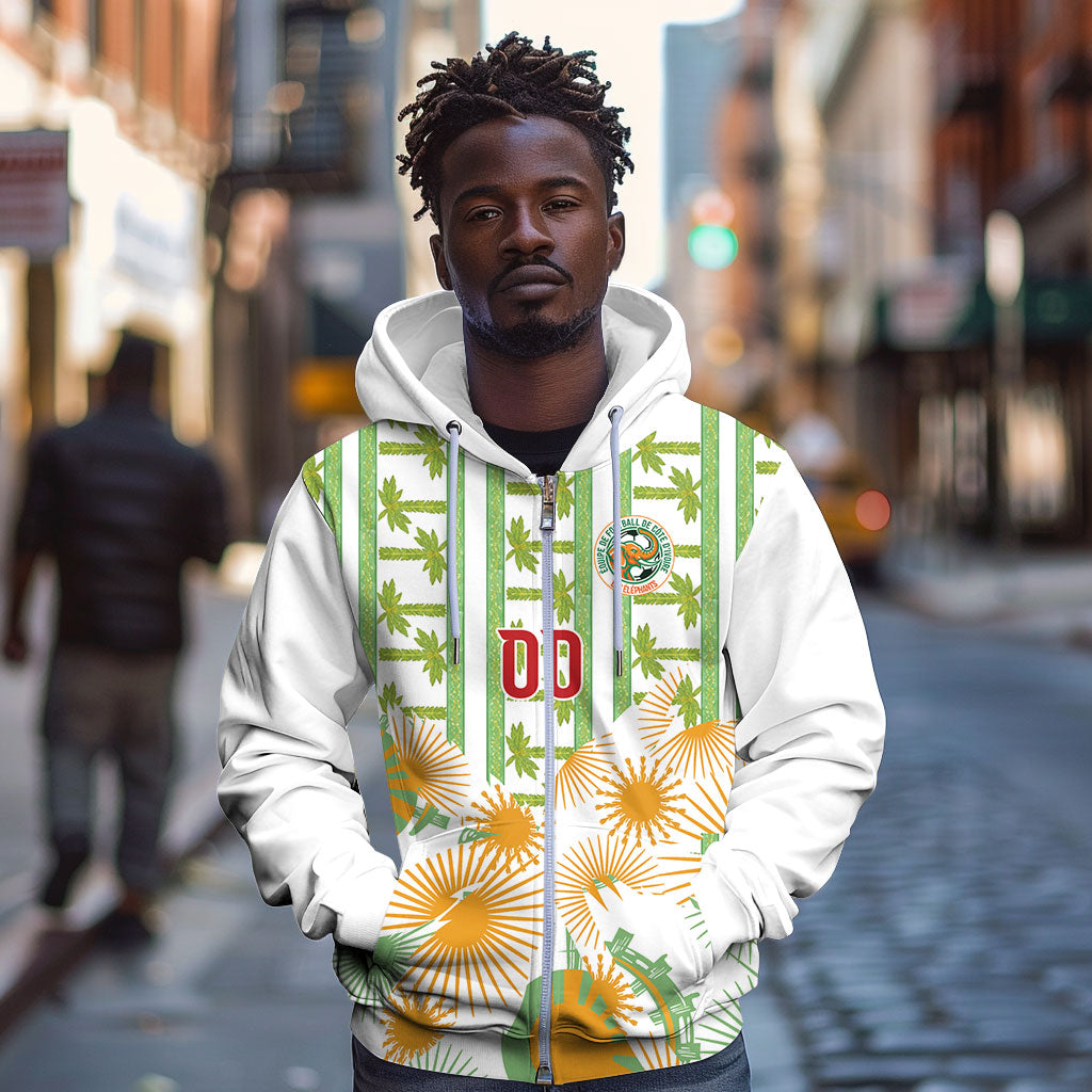 Custom Ivory Coast Heritage Elephants Never Fall Zip Hoodie