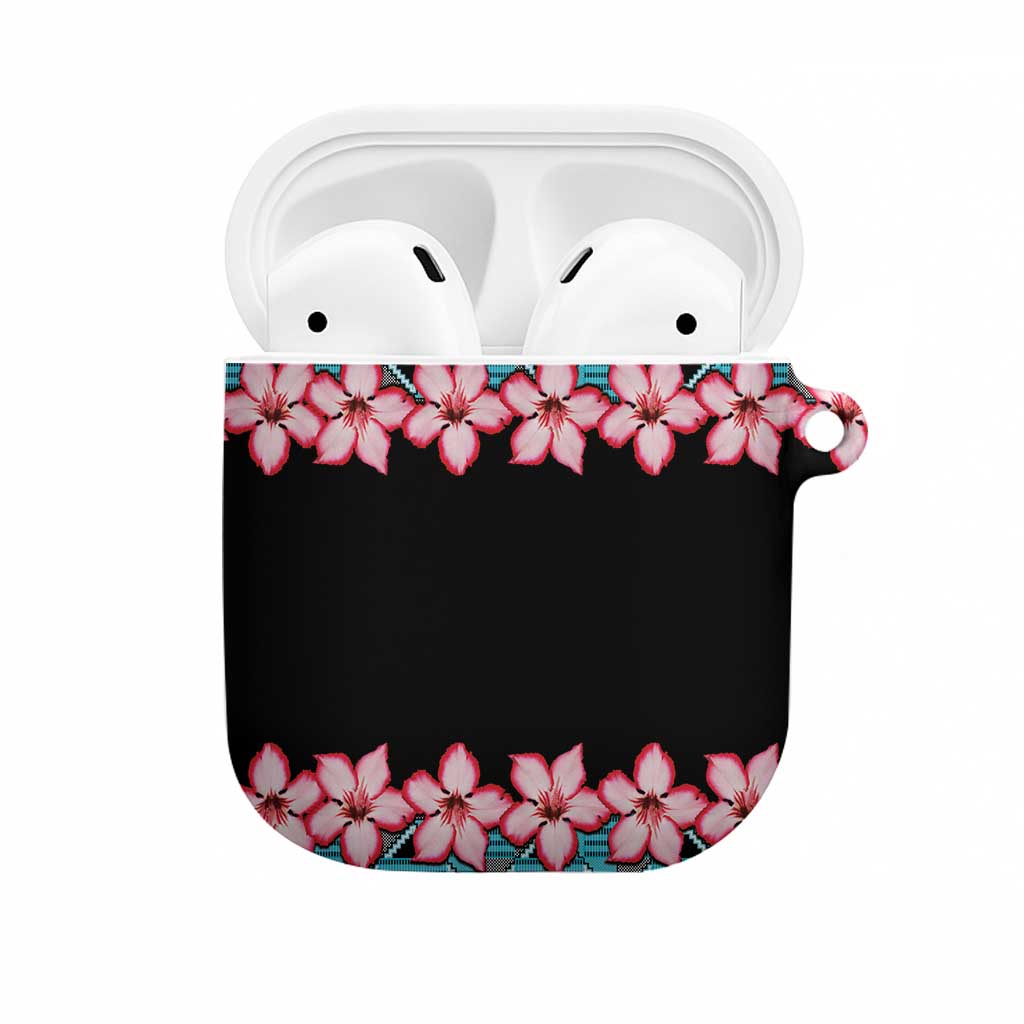 African Adenium Multiflorum Flowers AirPods Case with Kente Style