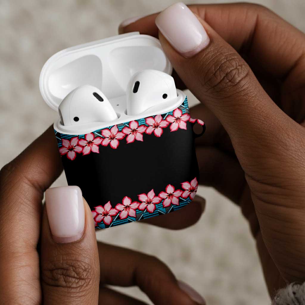 African Adenium Multiflorum Flowers AirPods Case with Kente Style