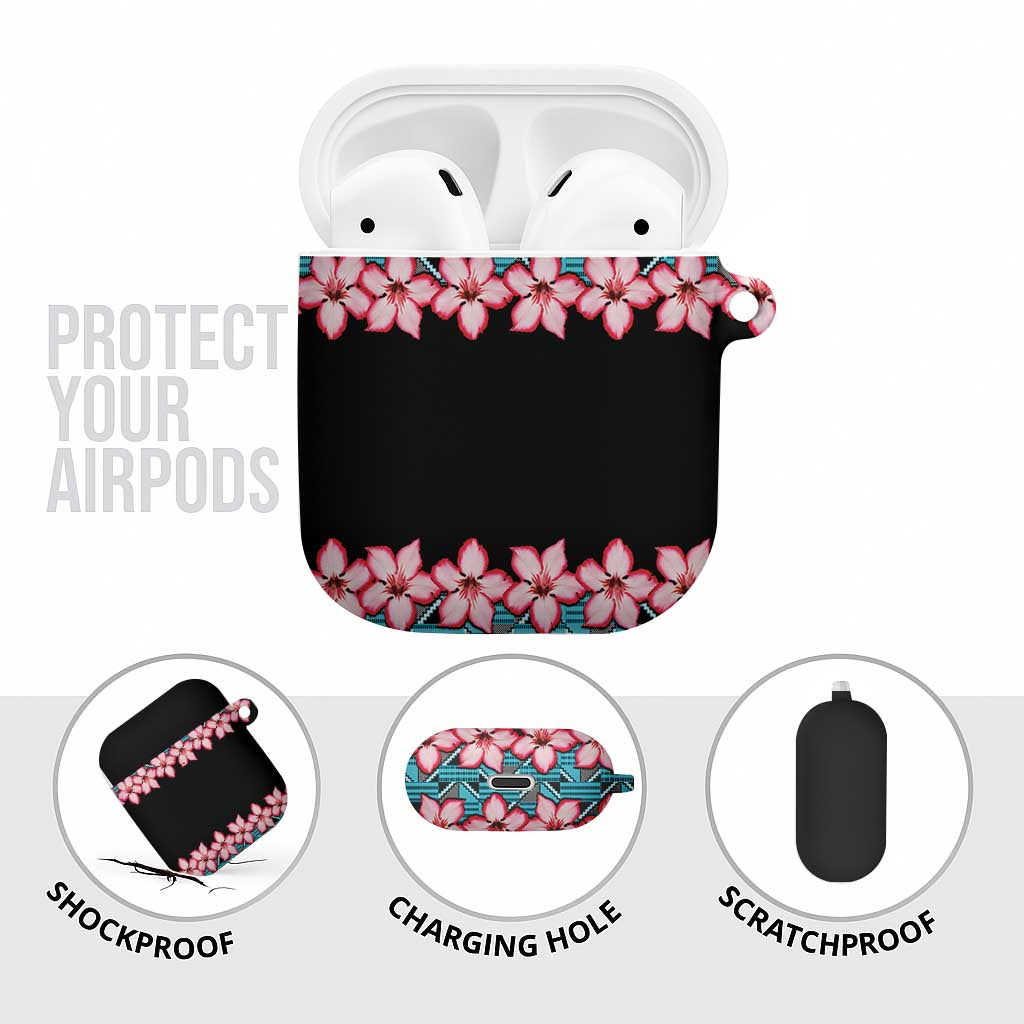 African Adenium Multiflorum Flowers AirPods Case with Kente Style