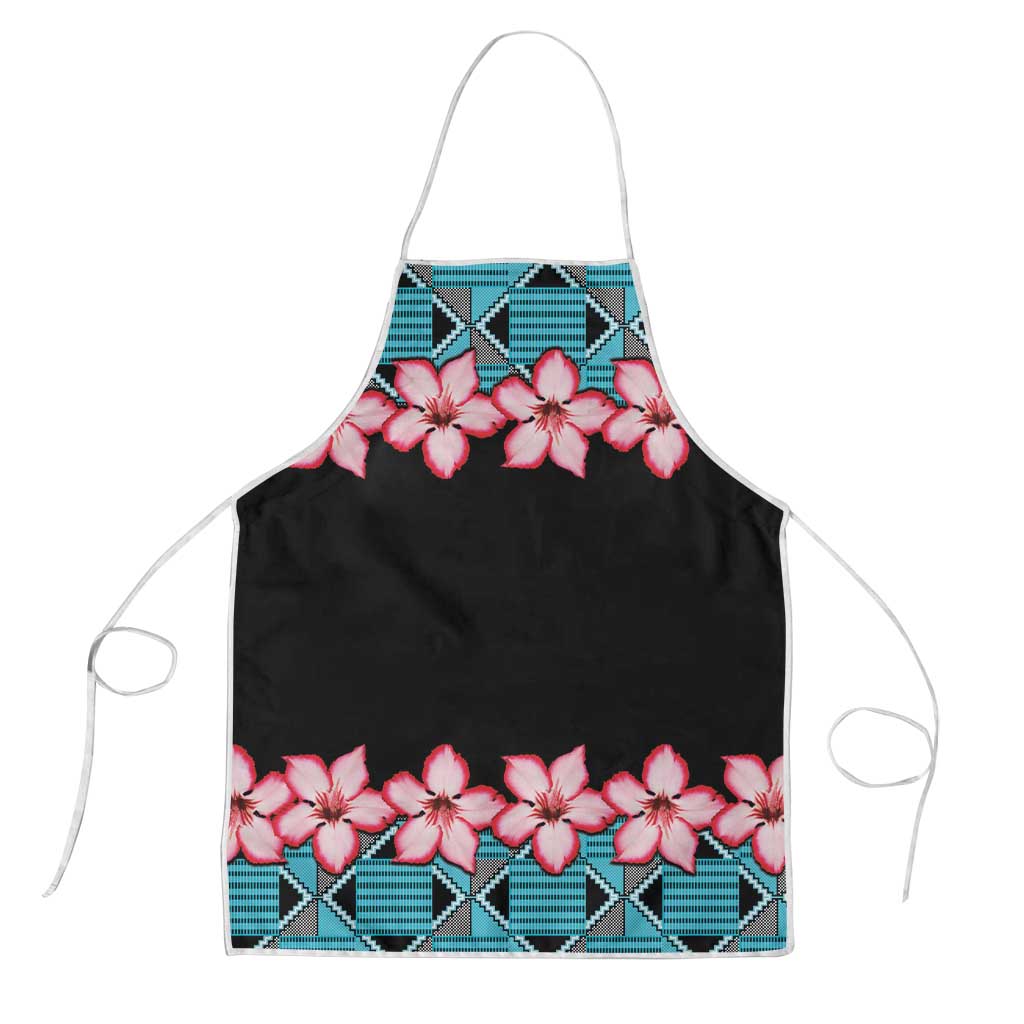 African Adenium Multiflorum Flowers Apron with Kente Style