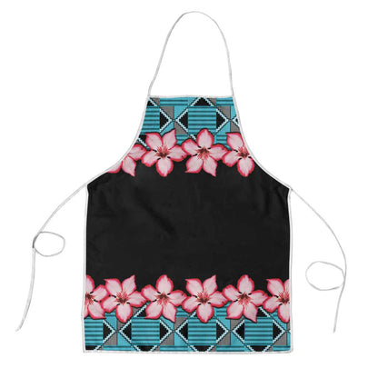 African Adenium Multiflorum Flowers Apron with Kente Style