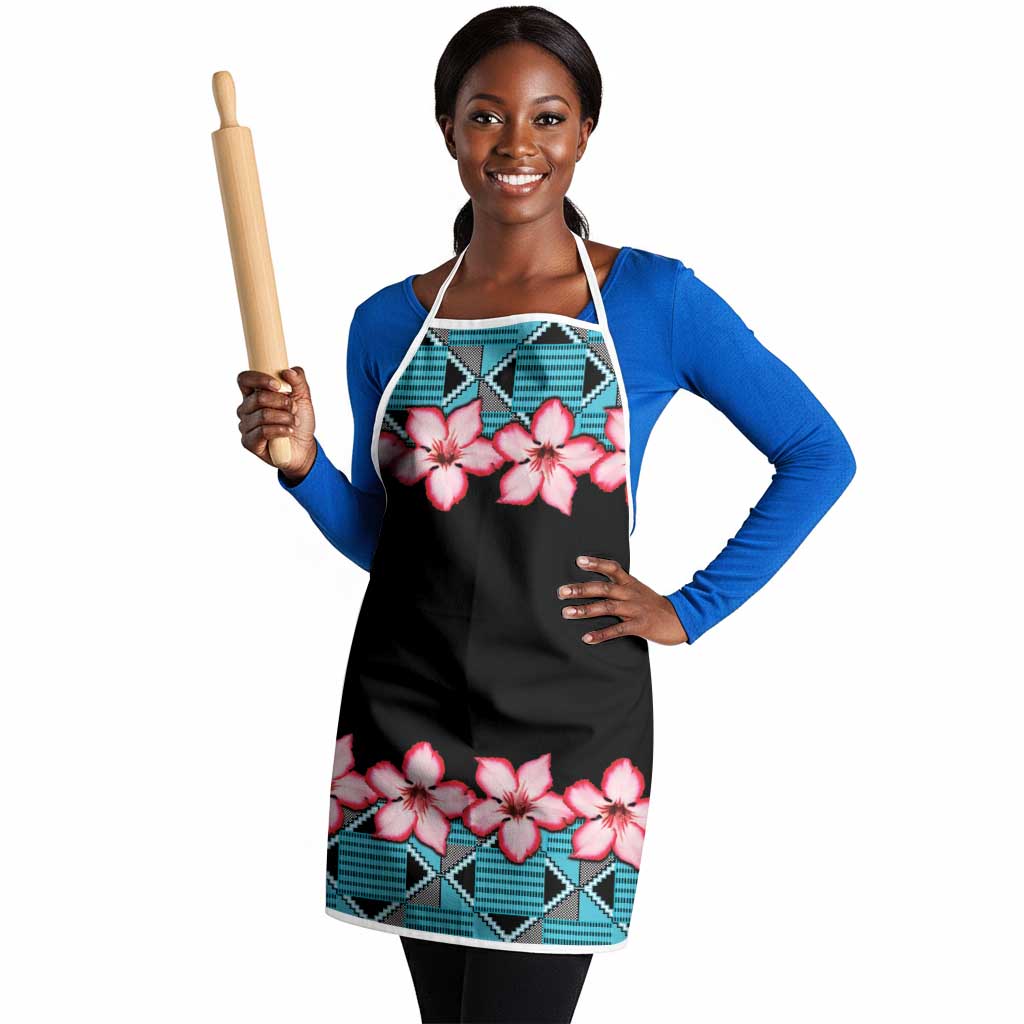 African Adenium Multiflorum Flowers Apron with Kente Style