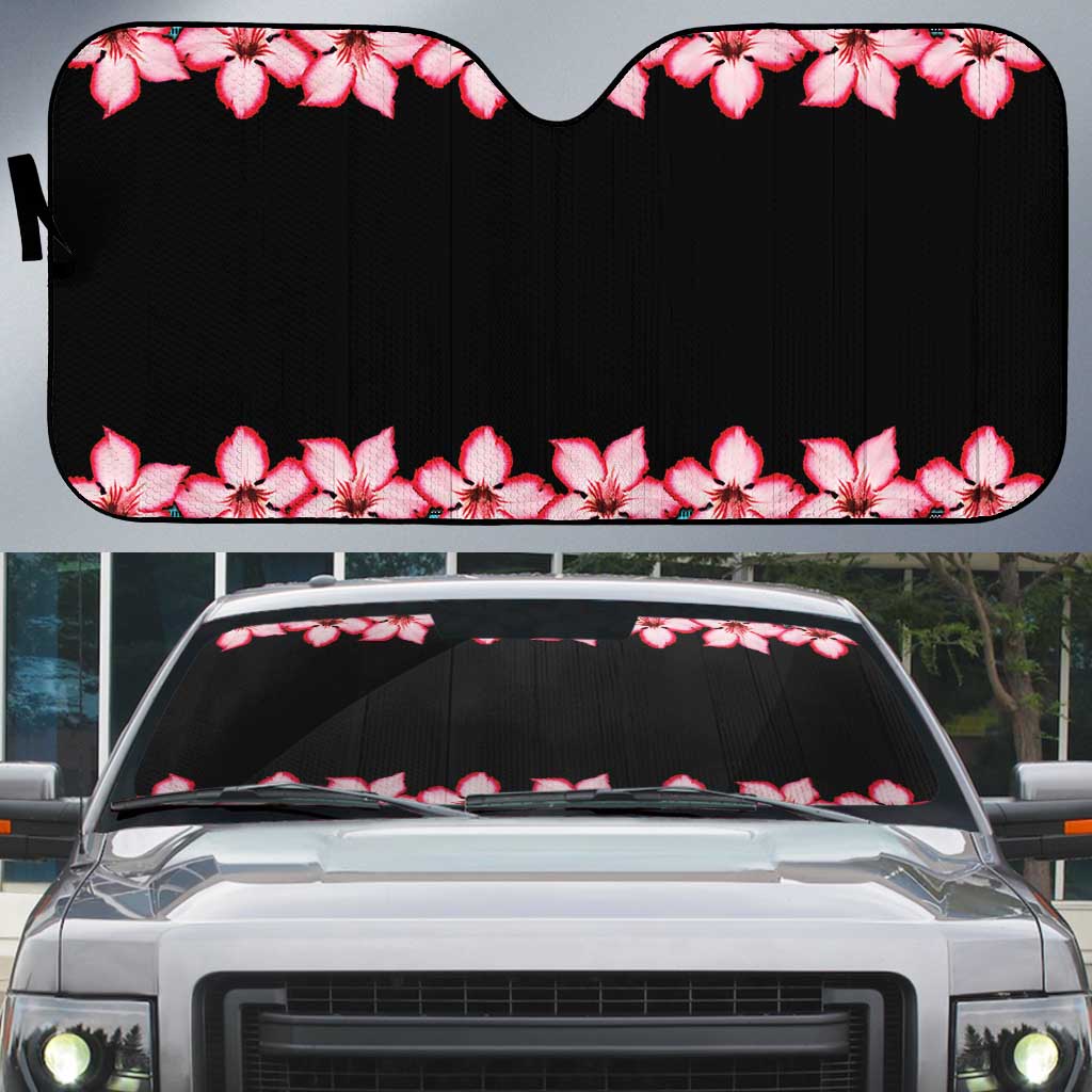 African Adenium Multiflorum Flowers Auto Sun Shade with Kente Style