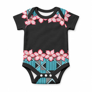 African Adenium Multiflorum Flowers Baby Onesie with Kente Style