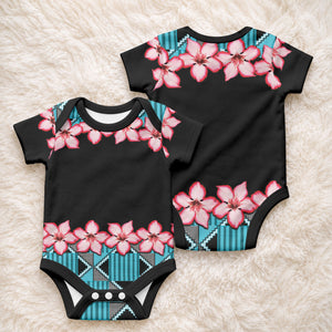 African Adenium Multiflorum Flowers Baby Onesie with Kente Style