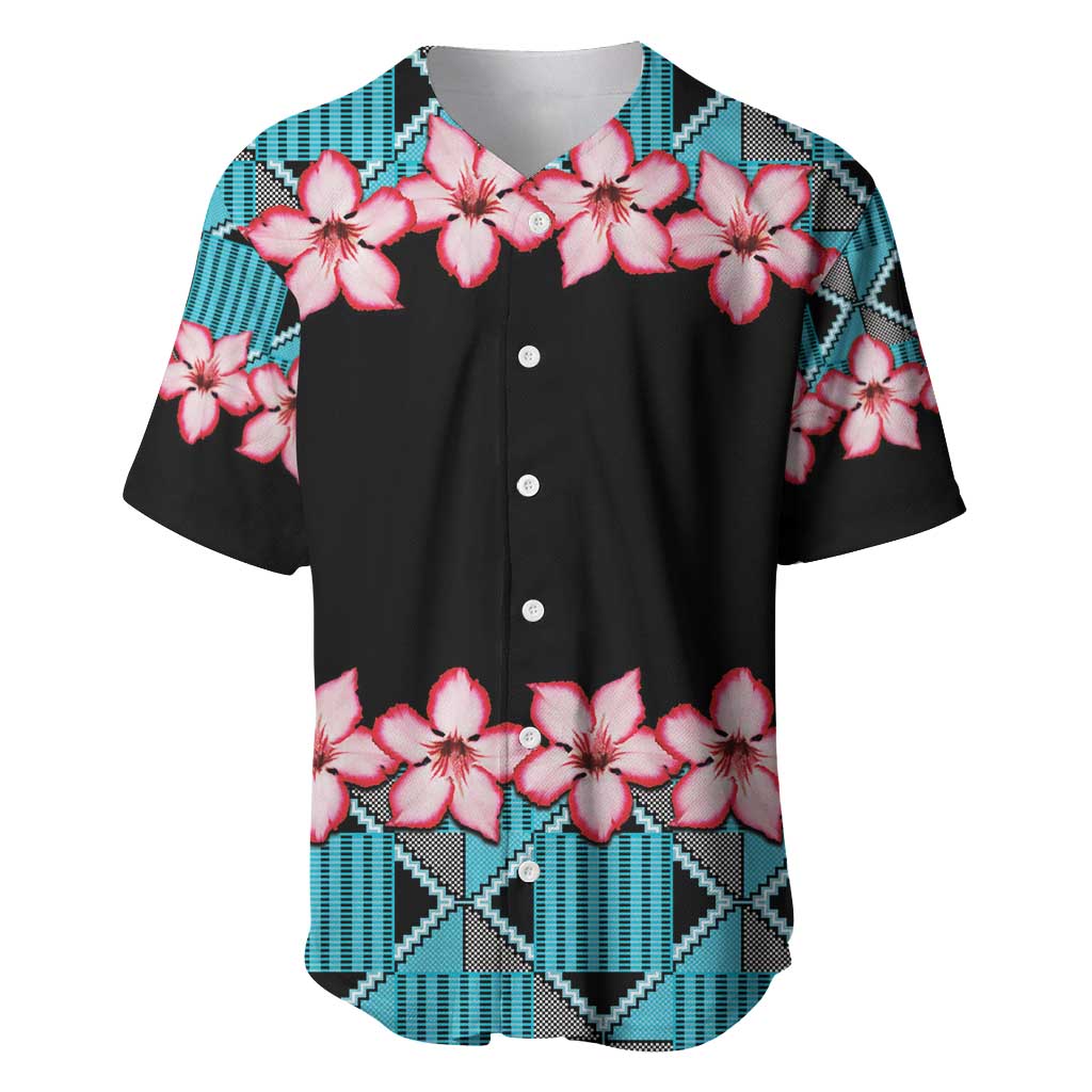 African Adenium Multiflorum Flowers Baseball Jersey with Kente Style