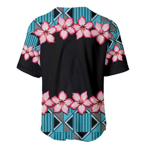 African Adenium Multiflorum Flowers Baseball Jersey with Kente Style