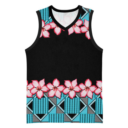 African Adenium Multiflorum Flowers Basketball Jersey with Kente Style LT9