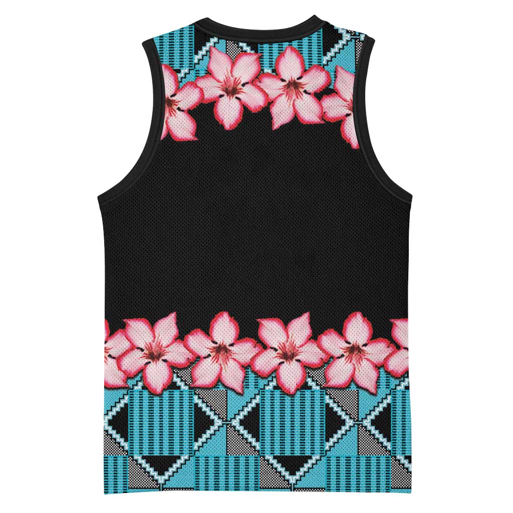 African Adenium Multiflorum Flowers Basketball Jersey with Kente Style LT9