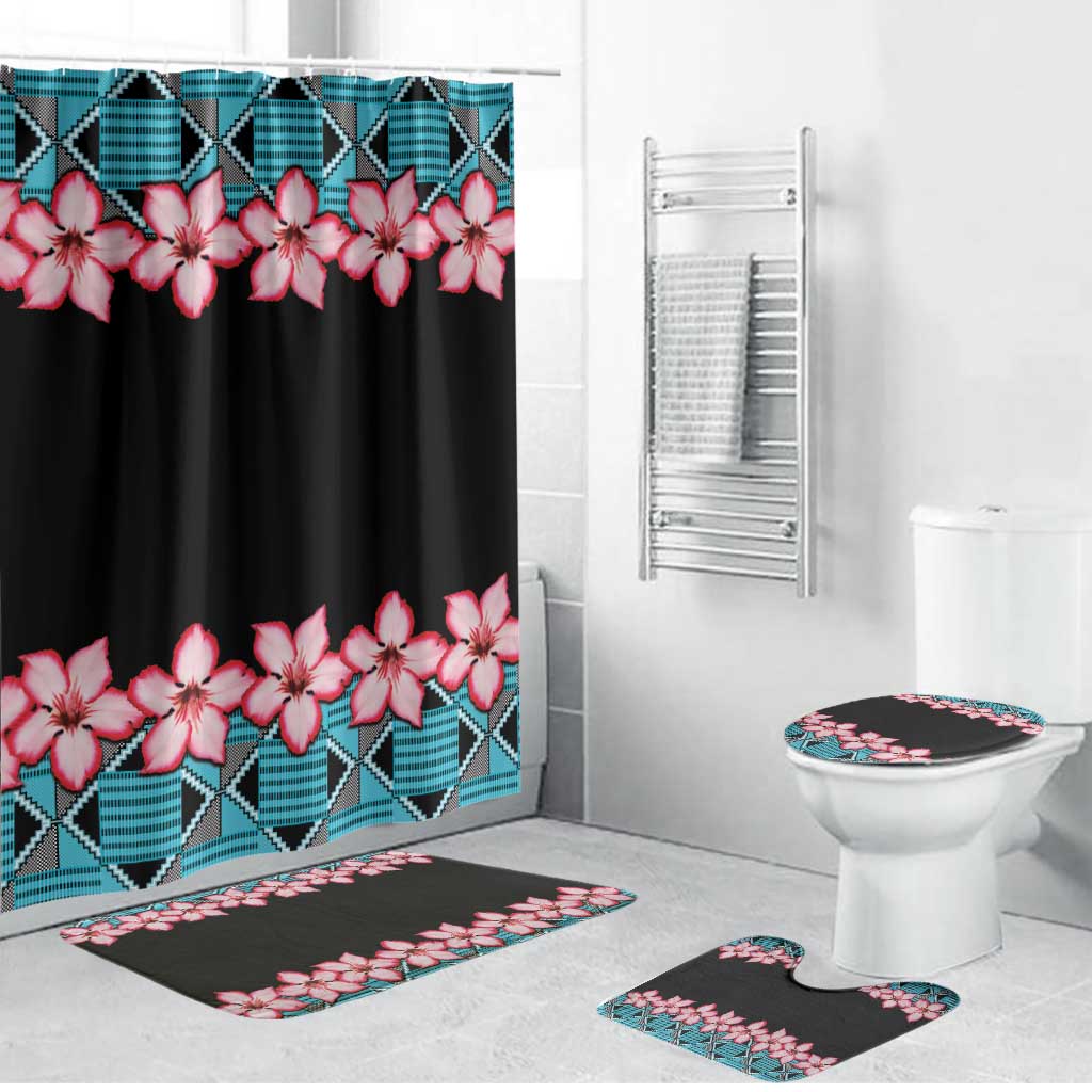 African Adenium Multiflorum Flowers Bathroom Set with Kente Style