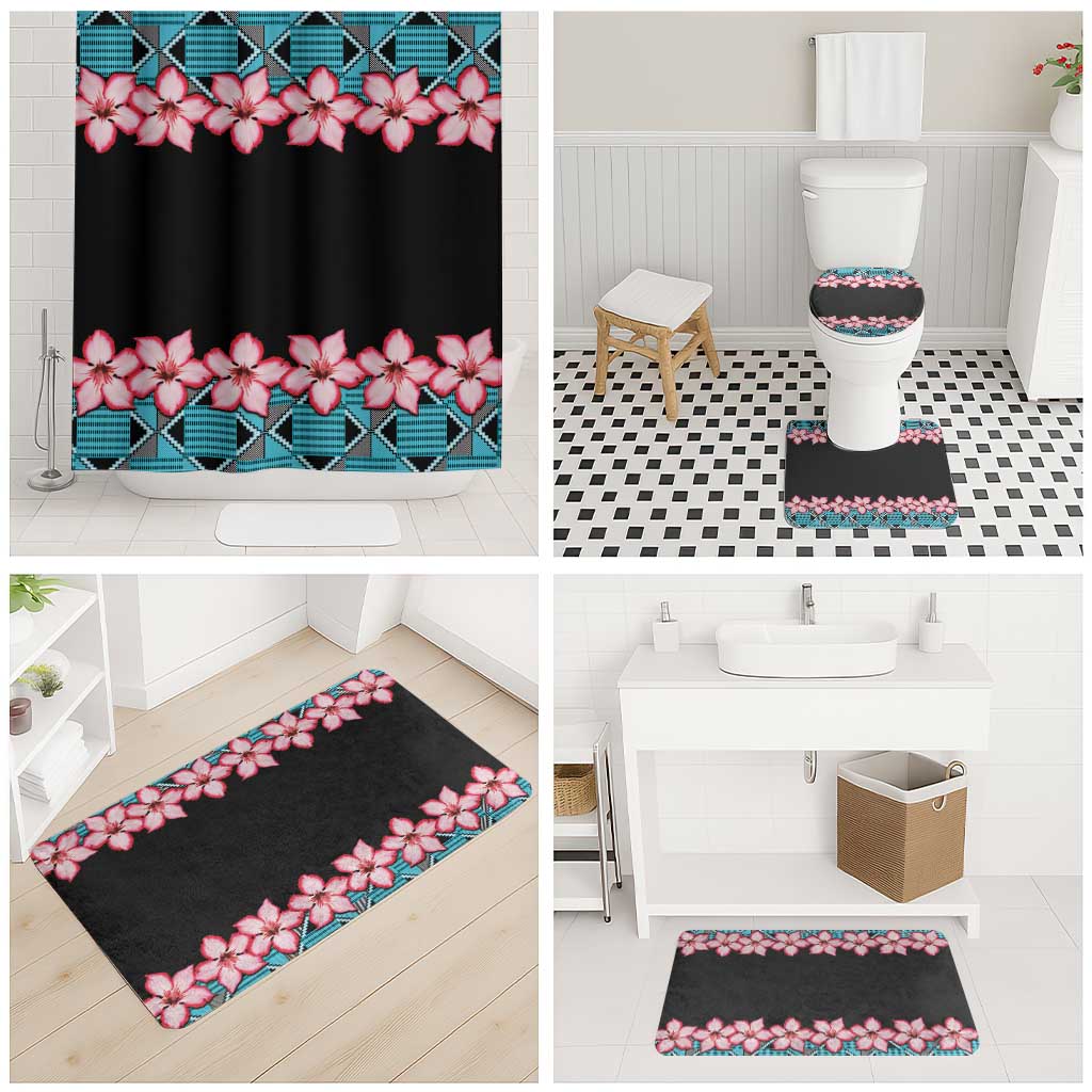 African Adenium Multiflorum Flowers Bathroom Set with Kente Style
