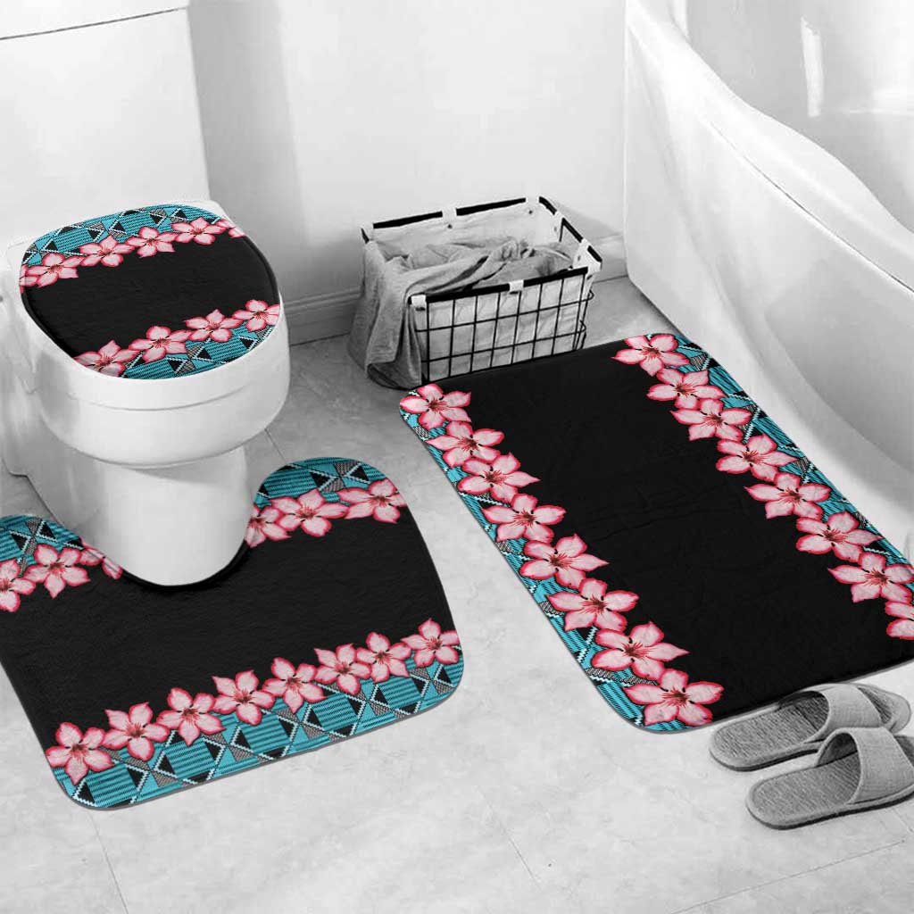 African Adenium Multiflorum Flowers Bathroom Set with Kente Style