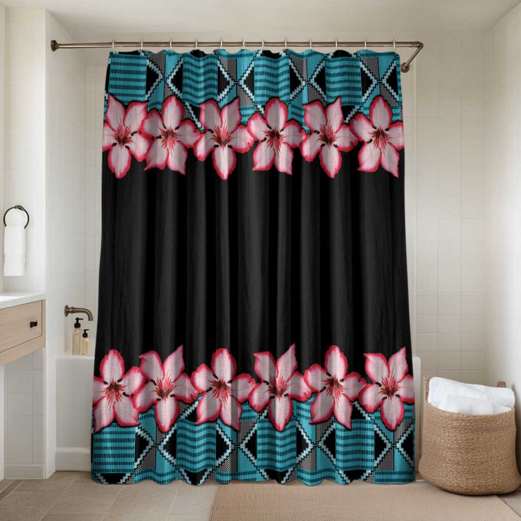 African Adenium Multiflorum Flowers Bathroom Set with Kente Style