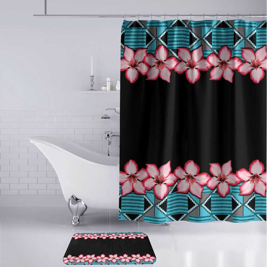 African Adenium Multiflorum Flowers Bathroom Set with Kente Style