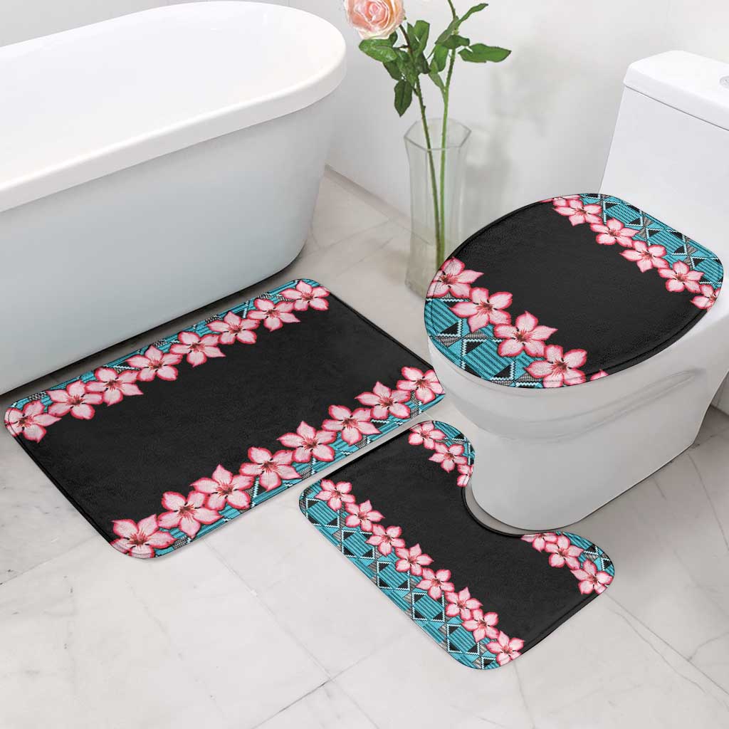 African Adenium Multiflorum Flowers Bathroom Set with Kente Style