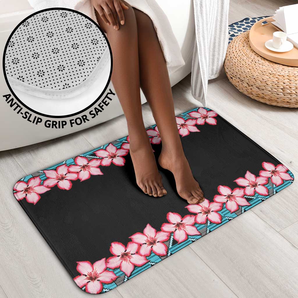 African Adenium Multiflorum Flowers Bathroom Set with Kente Style