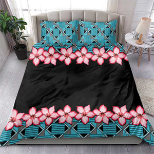 African Adenium Multiflorum Flowers Bedding Set with Kente Style