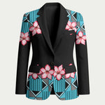 African Adenium Multiflorum Flowers Blazer with Kente Style