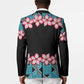 African Adenium Multiflorum Flowers Blazer with Kente Style