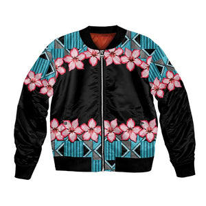 African Adenium Multiflorum Flowers Bomber Jacket with Kente Style