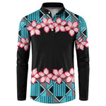 African Adenium Multiflorum Flowers Button Sweatshirt with Kente Style