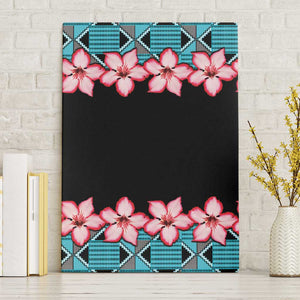 African Adenium Multiflorum Flowers Canvas Wall Art with Kente Style