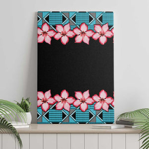 African Adenium Multiflorum Flowers Canvas Wall Art with Kente Style