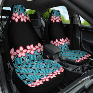 African Adenium Multiflorum Flowers Car Seat Cover with Kente Style