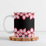 African Adenium Multiflorum Flowers Ceramic Mug with Kente Style
