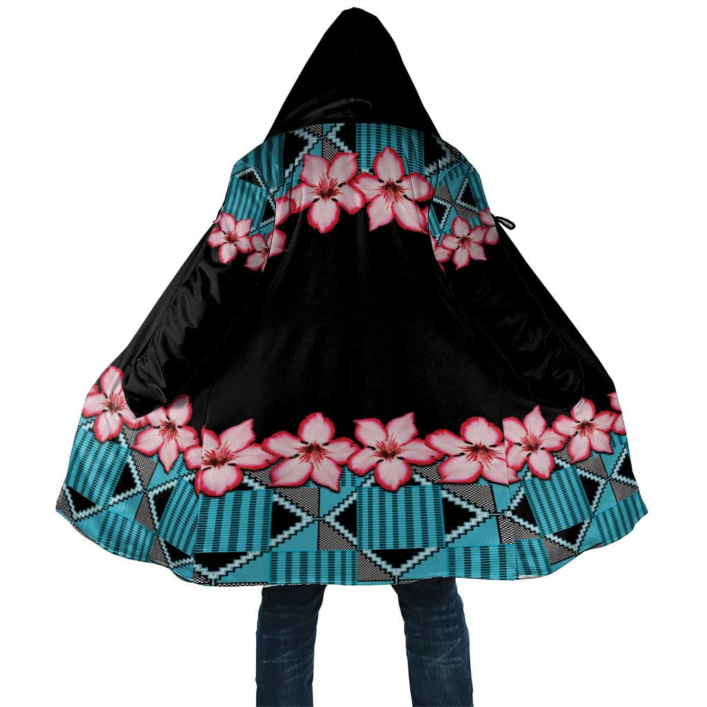 African Adenium Multiflorum Flowers Cloak with Kente Style