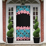 African Adenium Multiflorum Flowers Door Cover with Kente Style