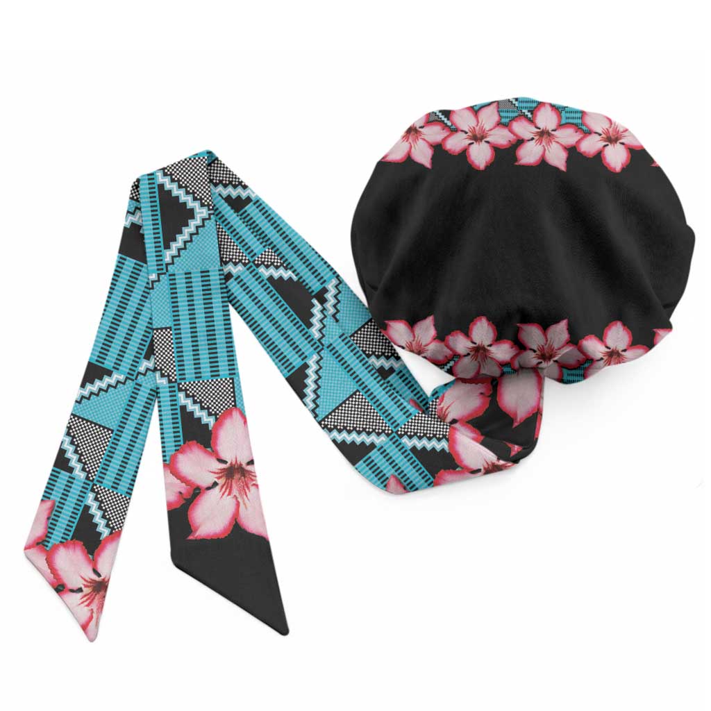 African Adenium Multiflorum Flowers Easy Headwrap Kente Style