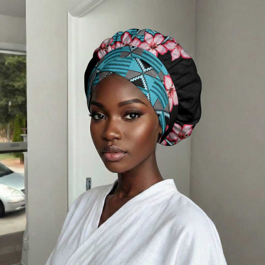 African Adenium Multiflorum Flowers Easy Headwrap Kente Style