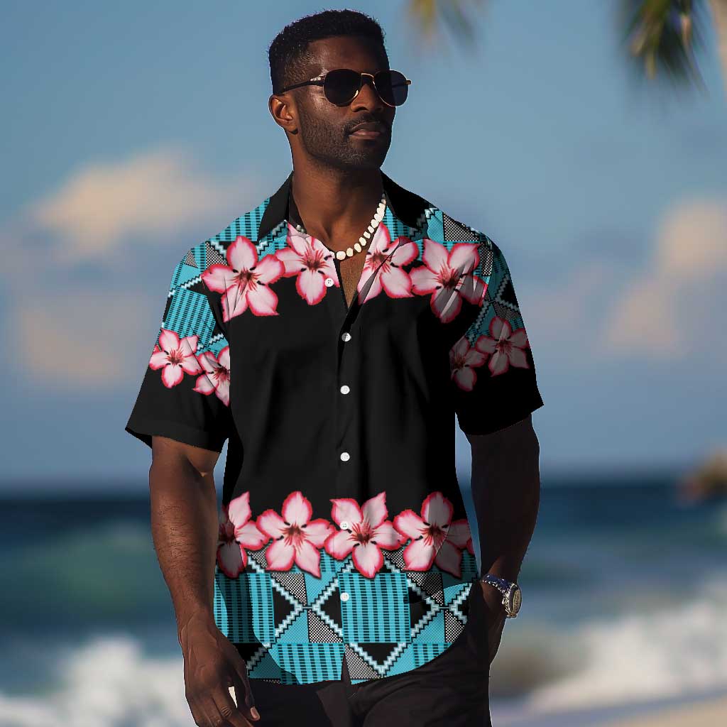 African Adenium Multiflorum Flowers Hawaiian Shirt with Kente Style