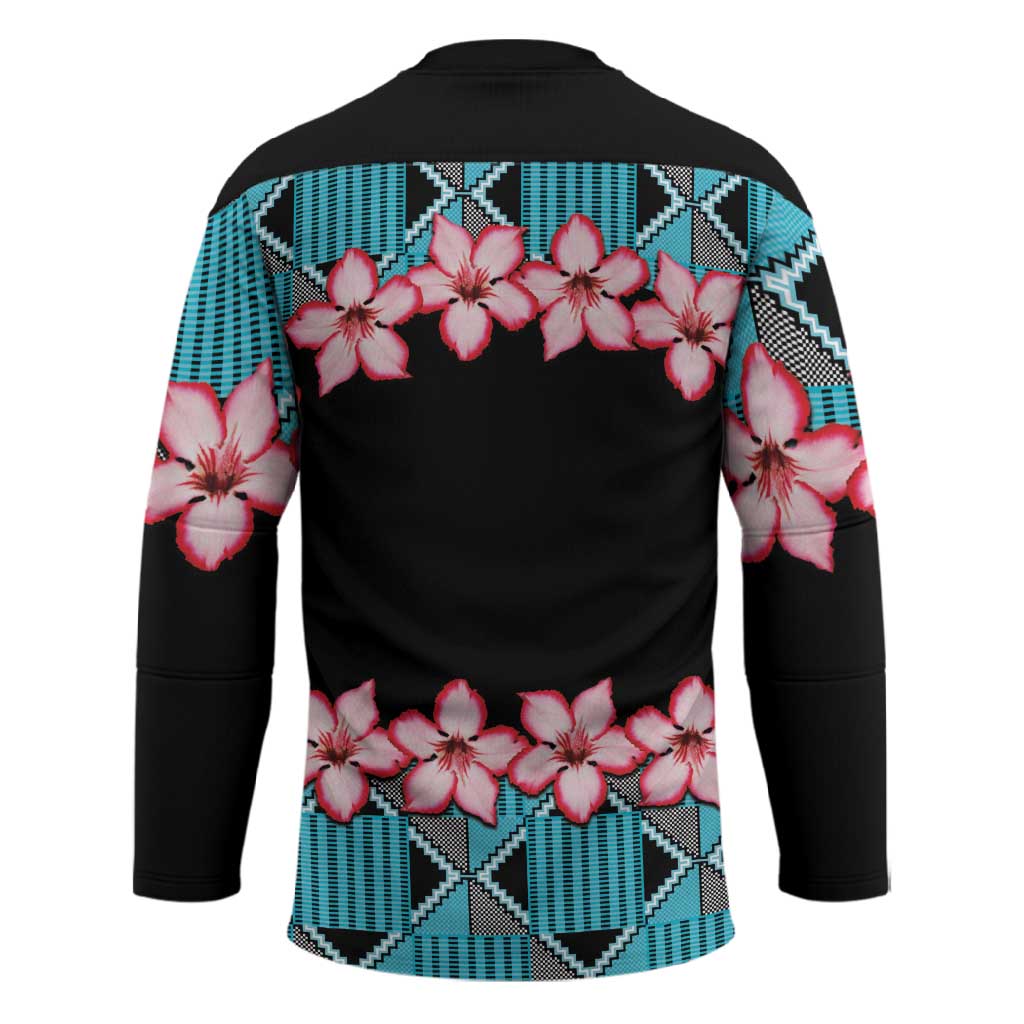 African Adenium Multiflorum Flowers Hockey Jersey with Kente Style