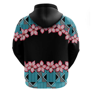 African Adenium Multiflorum Flowers Hoodie with Kente Style